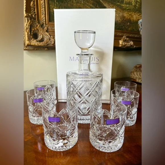 NIB Marquis by Waterford Oblique 7-piece Decanter and Tumbler Set - Picture 2 of 6